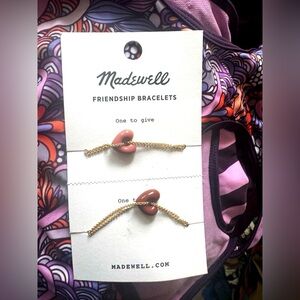 Madewell Friendship Bracelets Set • Pink/Gold Beads • New on Card